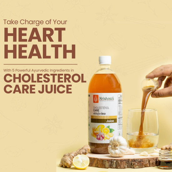 KRISHNA'S HERBAL & AYURVEDA Cholesterol Care Juice - 1000 Ml | Contains Honey With Apple Cider Ginger Garlic, Sugar Free, Helps In Digestion, Made In India