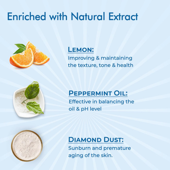 NutriGlow NATURAL'S Diamond Radiance Facial Kit for Acne & Spot Free Skin, 60gm