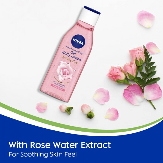 NIVEA Gel Body Lotion 75 ml | Rose | Refreshing Care For 24H Hydration | Non-Sticky | Fast Absorbing for Fresh And Healthy Skin