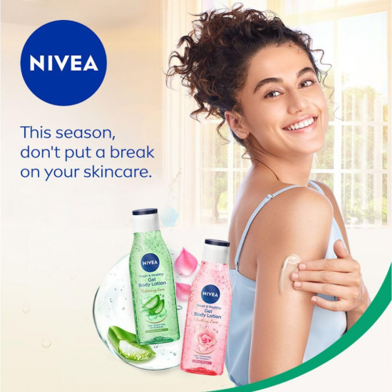 NIVEA Gel Body Lotion 390 ml | Aloe Vera | Refreshing Care For 24H Hydration | Non-Sticky | Fast Absorbing for Fresh And Healthy Skin