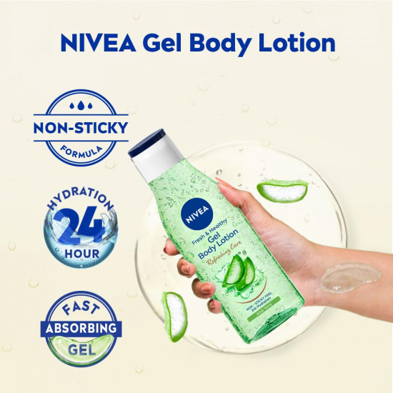 NIVEA Gel Body Lotion 390 ml | Aloe Vera | Refreshing Care For 24H Hydration | Non-Sticky | Fast Absorbing for Fresh And Healthy Skin