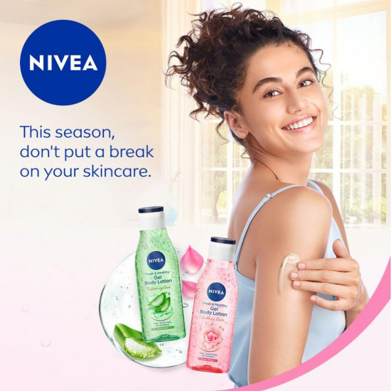 NIVEA Gel Body Lotion 390 ml | Rose | Refreshing Care For 24H Hydration | Non-Sticky | Fast Absorbing for Fresh And Healthy Skin