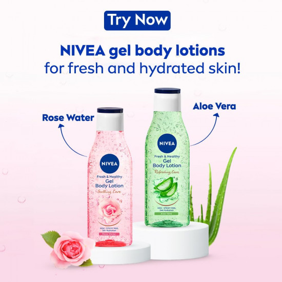 NIVEA Gel Body Lotion 390 ml | Rose | Refreshing Care For 24H Hydration | Non-Sticky | Fast Absorbing for Fresh And Healthy Skin