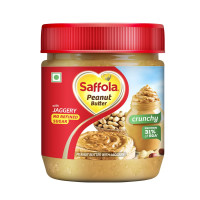 Saffola Peanut Butter Crunchy, 350 gm | High Protein Peanut Butter | Only Jaggery, No Refined Sugar