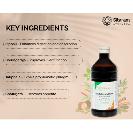 SITARAM Ayurveda Bhringrajasava 450 Ml | Kerala Ayurvedic Bhrungrajasavam For Hair, Liver & Skin Care - Syrup