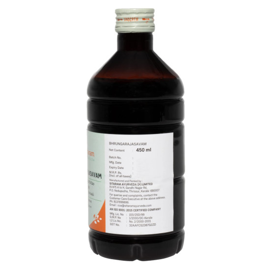 SITARAM Ayurveda Bhringrajasava 450 Ml | Kerala Ayurvedic Bhrungrajasavam For Hair, Liver & Skin Care - Syrup