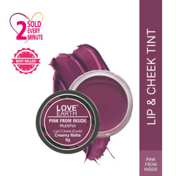 Love Earth Lip Tint & Cheek Tint Multipot - Pink From Inside With Richness Of Essential Oils & Vitamin E For Lips, Eyelids And Cheeks, Creamy Matte - Purple