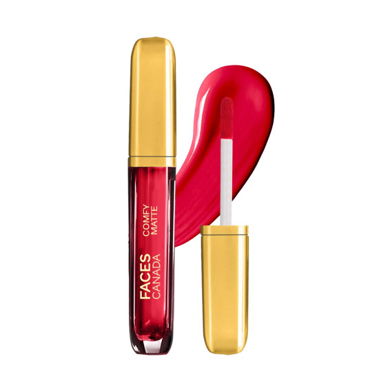 FACES CANADA Comfy Matte Liquid Lipstick - Getting Ready 02 (Red), 3 ml | Comfortable 10HR Longstay | Intense Matte Color | Almond Oil & Vitamin E Infused | Super Smooth | No Dryness | No Alcohol