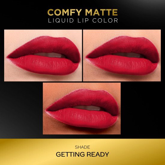 FACES CANADA Comfy Matte Liquid Lipstick - Getting Ready 02 (Red), 3 ml | Comfortable 10HR Longstay | Intense Matte Color | Almond Oil & Vitamin E Infused | Super Smooth | No Dryness | No Alcohol
