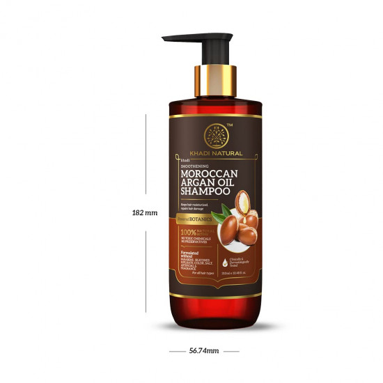 Khadi Natural Moroccan Argan Shampoo | Shampoo for Dry Hair | Moisturizing Shampoo for Frizzy Hair | Paraben, Silicone & Sulphate Free| Suitable for All Hair Types | Powered Botanics