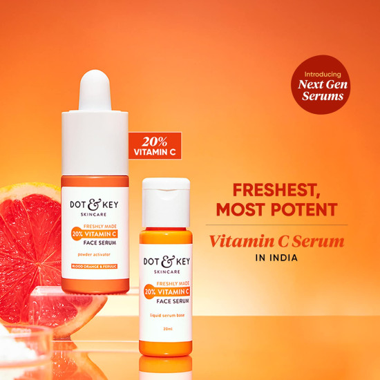 Dot & Key 20% Vitamin C Face Serum (Freshly Made) | With Hyaluronic & Blood Orange For Skin Glow, Fights Pigmentation & Reduce Dark Spots | 25ml