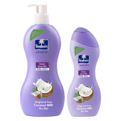 Parachute Advansed Deep Nourish Body Lotion For Dry Skin, 250 ml + 400ml, Pure Coconut Milk With 100% Natural Moisturisers, Suitable For Men & Women