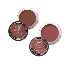 Love Earth Lip Tint & Cheek Tint Multipot Combo (Mauvish Pink & Caramel Brown)|Matte Finish With Richness Of Jojoba Oil And Vitamin E For Lips, Eyelids And Cheeks