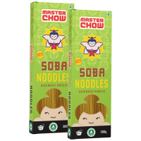 MasterChow Healthy Soba Noodles - Pack of 2 | Made with Buckwheat Flour 70% & Whole Wheat 30% | Serves 4-5 Meals - 600gms