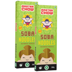 MasterChow Healthy Soba Noodles - Pack of 2 | Made with Buckwheat Flour 70% & Whole Wheat 30% | Serves 4-5 Meals - 600gms