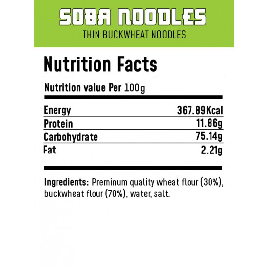 MasterChow Healthy Soba Noodles - Pack of 2 | Made with Buckwheat Flour 70% & Whole Wheat 30% | Serves 4-5 Meals - 600gms