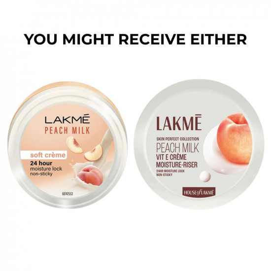 Lakme Peach Milk, Soft Creme Face Moisturizer, 100g, for Soft, Glowing Skin, with Vitamin E & Peach Milk Extract, 24Hr Moisture Lock, Lightweight, Non-Sticky, Non-Oily, All Skin Types