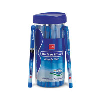 Cello Butterflow Simply Ball Pen Set | Pack of 25 Ball Pens | 20 Blue and 5 Black Ink Colour Pens | Smooth Writing Experience | For School and Office Use | Best Pen for Exams