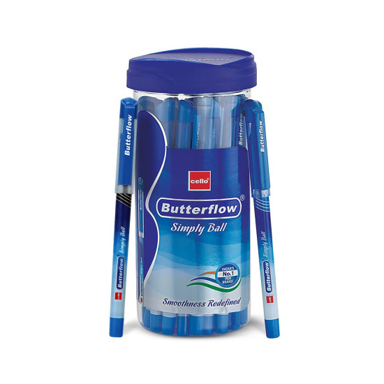 Cello Butterflow Simply Ball Pen Set | Pack of 25 Ball Pens | 20 Blue and 5 Black Ink Colour Pens | Smooth Writing Experience | For School and Office Use | Best Pen for Exams Cello Butterflow Simply Ball Pen Set | Pack of 25 Ball Pens | 20 Blue and 5 Black Ink Colour Pens | Smooth Writing Experience | For School and Office Use | Best Pen for Exams