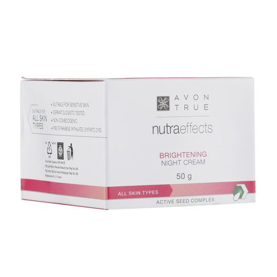 Avon True Nutraeffects Brightening Night Cream | For All Skin Types | With Antioxidants For Brighter Skin | 50gms