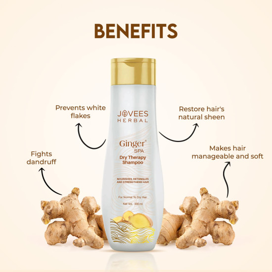 Jovees Herbal Ginger Spa Dry Therapy Shampoo | Nourishes, Detangles and Strengthens Hair | For Normal to Dry Hair 300ml