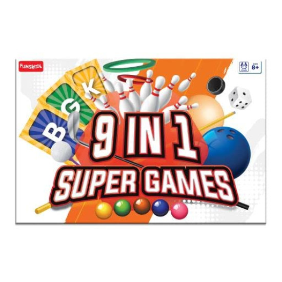 Funskool Kid Games, Super 9 in 1, Compact Game,Strategy Game, Ages 8 and Above,