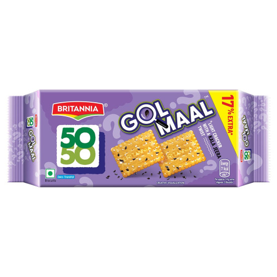 Britannia 50-50 Golmaal Light Crackers with Kaala Jeera Biscuits, 200g