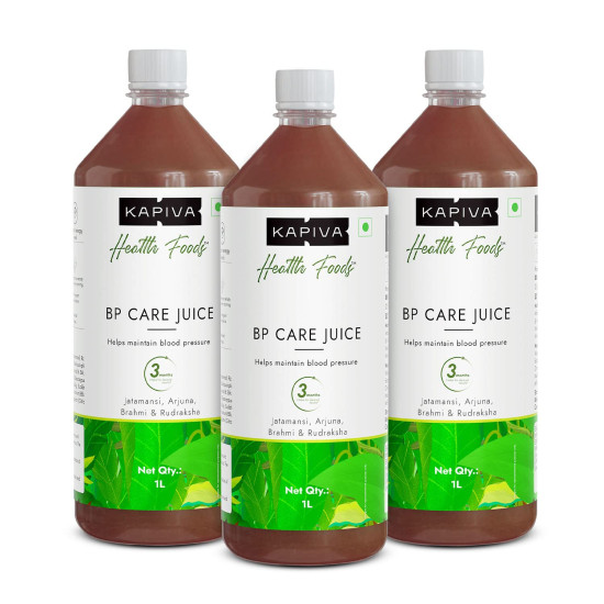 Kapiva BP Care Juice 3L - 100% Ayurvedic Juice for Controlling Blood Pressure & Cholesterol Level | Arjuna, Shankhpushpi & 8 Other Herbs - Super Saver Pack of 3