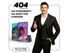 404 by Bold Care Super Ultra Thin Strawberry Flavored Condoms For Men (Strawberry + NTC)