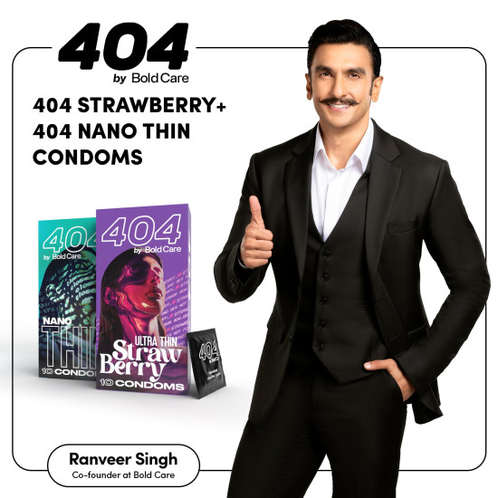 404 by Bold Care Super Ultra Thin Strawberry Flavored Condoms For Men (Strawberry + NTC)