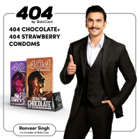 Bold Care 404 Super Ultra Thin Chocolate Flavored Condoms For Men - 60 Microns - 10 Units + Bold Care 404 Super Ultra Thin Strawberry Flavored Condoms For Men - 60 Microns - 10 Units - Combo pack