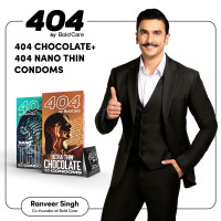 Bold Care 404 Super Nano Thin Condoms For Men - 50 Microns - 10 Units - Intense Fit - Barely There Feel + Bold Care 404 Super Ultra Thin Chocolate Flavored Condoms For Men - 60 Microns - 10 Units