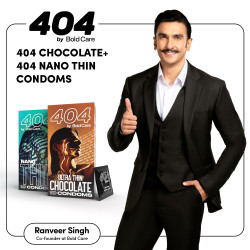 Bold Care 404 Super Nano Thin Condoms For Men - 50 Microns - 10 Units - Intense Fit - Barely There Feel + Bold Care 404 Super Ultra Thin Chocolate Flavored Condoms For Men - 60 Microns - 10 Units