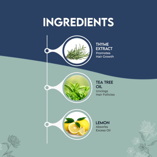 Jovees Herbal Thyme & Tea Tree Anti Dandruff Shampoo | With Tea Tree, Thyme & Lemon Extract | For All Hair Type | Prevents Dandruff & Dry Scalp 300ML
