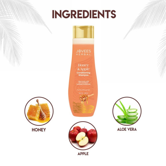 Jovees Herbal Honey & Apple Conditioning Shampoo | With Peach And Aloe Vera Extracts | For Dry And Rough Hair | 300 ml