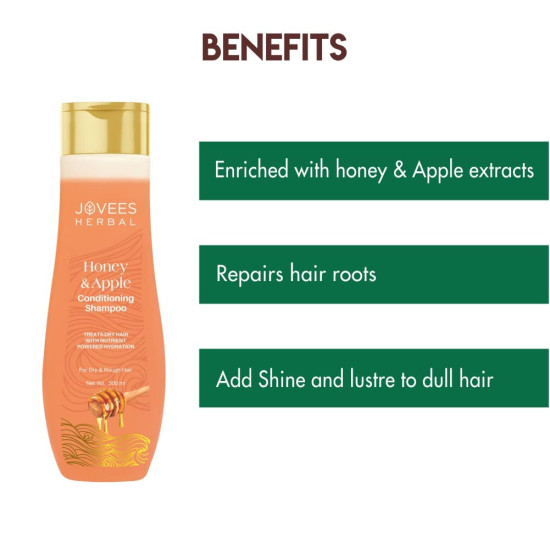 Jovees Herbal Honey & Apple Conditioning Shampoo | With Peach And Aloe Vera Extracts | For Dry And Rough Hair | 300 ml