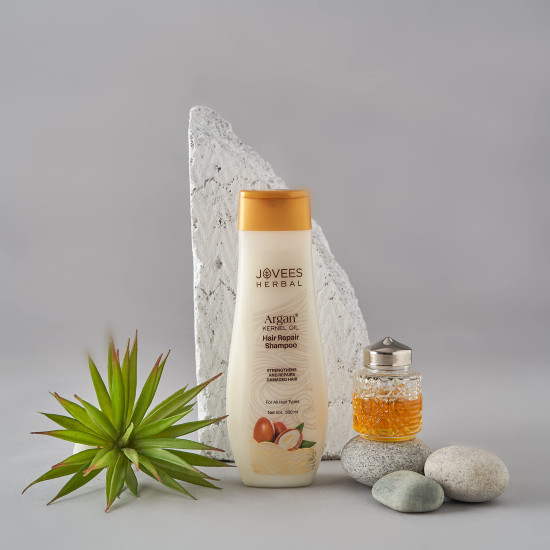 Jovees Herbal Argan Kernal Oil Hair Repair Shampoo For All Hair Types | Strengthen and Repairs Hair | Paraben & Alcohol Free 300ml