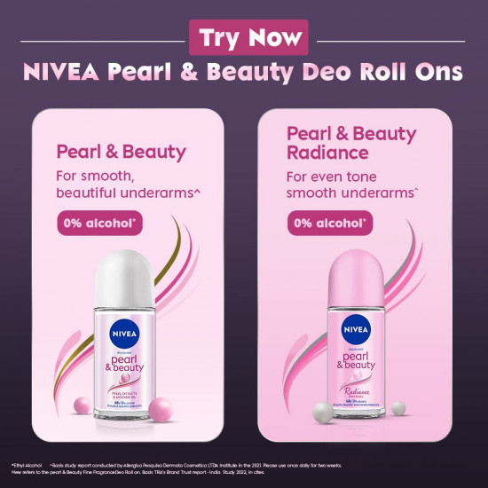 NIVEA Women Deodorant Roll On Pearl & Beauty Fine Fragrance 50 ml | For Fragrant Smooth & Beautiful Underarm Skin
