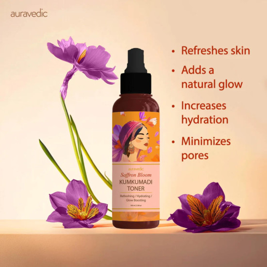 Auravedic Kumkumadi Tailam Face Toner For Women Men Anti Aging Serum Moisturizer 100ml Kumkumadi Oil For Face Niacinamide Toner For Oily Skin Acne Prone Skin Combination And Normal Type