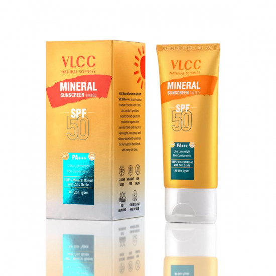 VLCC Mineral Sunscreen Tinted SPF 50 PA+++ Ultra Lightweight Non-Comedogenic (50gm)