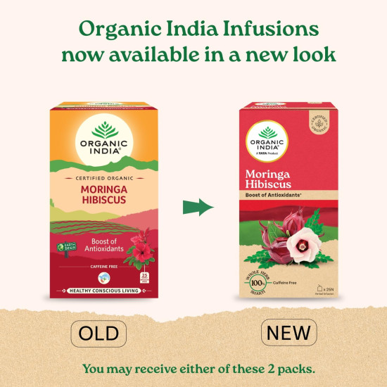 ORGANIC INDIA Moringa Hibiscus 25 Tea bags (Pack of 1)