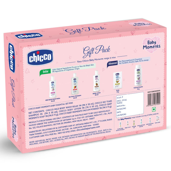 Chicco Baby Moments Essential Set Pink, Gift Set for Babies, 0m+