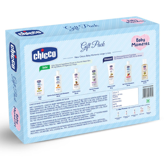 Chicco Baby Moments Caring Set Blue, Gift Set for Babies, 0m+ Chicco Baby Moments Caring Set Blue, Gift Set for Babies, 0m+