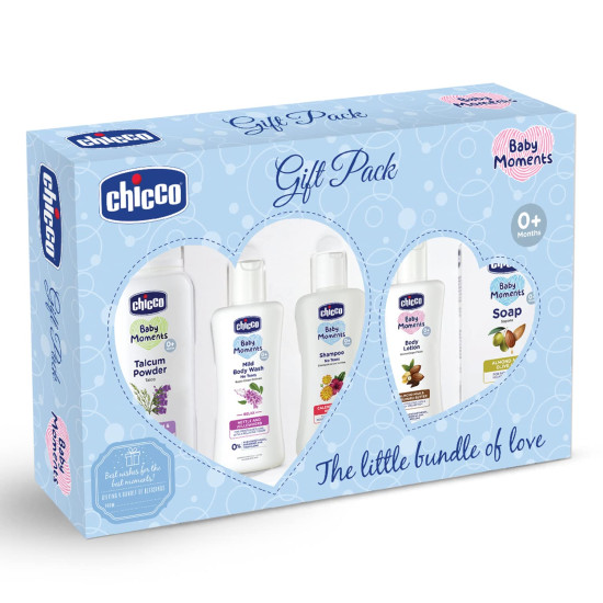 Chicco Baby Moments Essential Set, Gift Set for Babies, 0M+ Blue Chicco Baby Moments Essential Set, Gift Set for Babies, 0M+ Blue