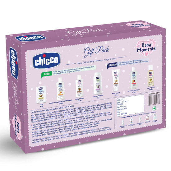 Chicco Baby Moments Caring Set Purple, Gift Set for Babies, 0m+