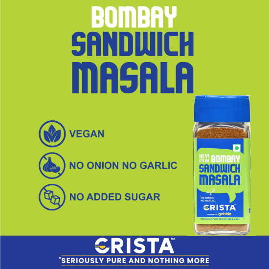 CRISTA Bombay Sandwich Masala | Fresh | Vegetable & Cheese Sandwich | No Added Sugar | No Onion | No Garlic | Vegan | Zero added Colours, Fillers, Additives & Preservatives | 50 gms