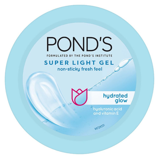 POND'S Super Light Gel, Oil-free Moisturizer, 100ml for Hydrated, Glowing Skin, with Hyaluronic Acid & Vitamin E, 24Hr Hydration, Non-Sticky, Spreads Easily & Instantly Absorbs