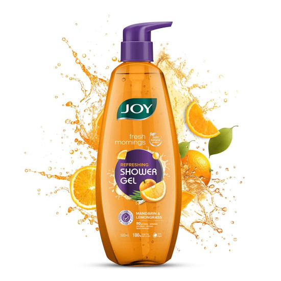 Joy Mandarin & Lemongrass Shower Gel Body Wash (500 ml) | With Vitamin C for Acne Control & Lemongrass for Fighting Body Odour |100% Vegan Shower Gel For All Skin Types | Paraben Free