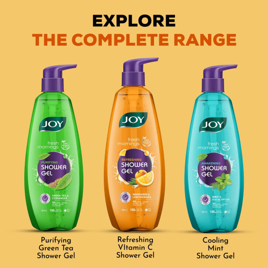 Joy Mandarin & Lemongrass Shower Gel Body Wash (500 ml) | With Vitamin C for Acne Control & Lemongrass for Fighting Body Odour |100% Vegan Shower Gel For All Skin Types | Paraben Free