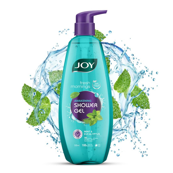 Joy Mint & Eucalyptus Shower Gel Body Wash (500 ml) | With Peppermint for Skin Cooling & Eucalyptus for Deep Cleansing | 100% Vegan Soap Free Shower Gel For All Skin Types | Paraben Free